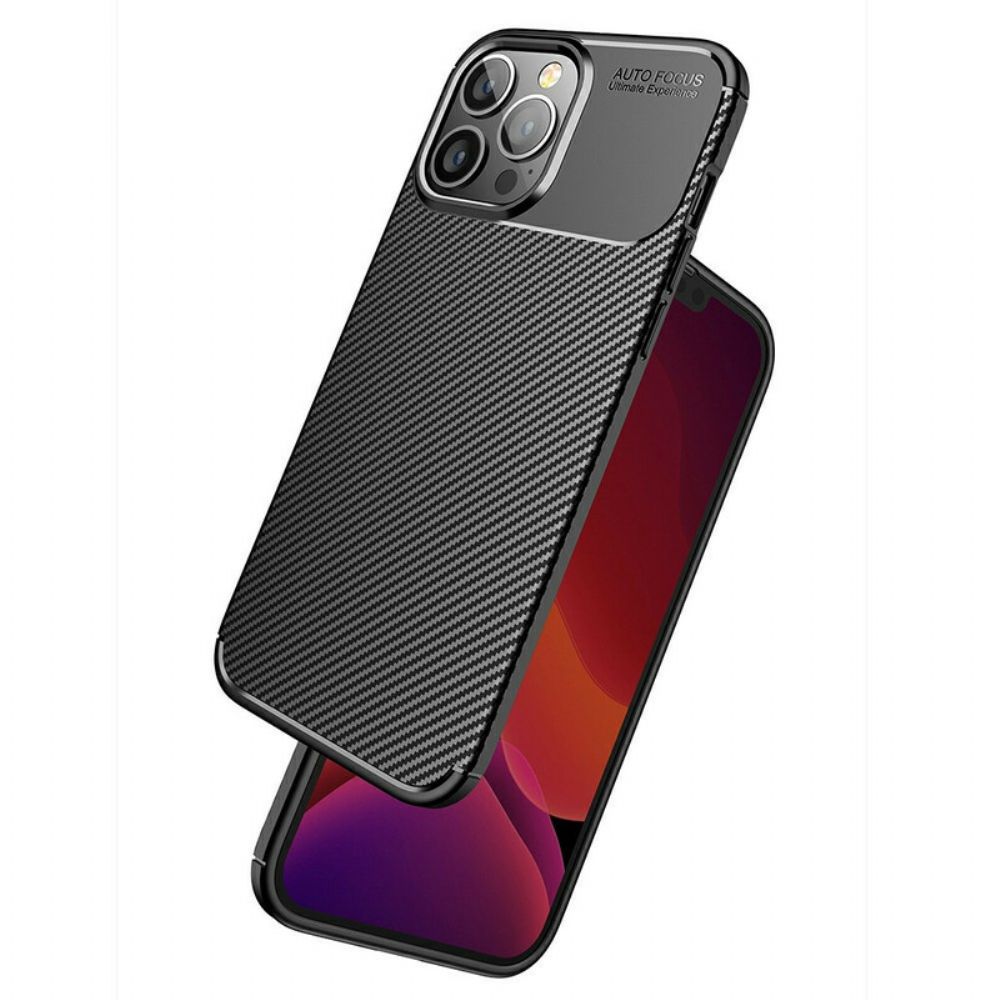 Hoesje voor iPhone 13 Pro Max Flexibele Koolstofvezeltextuur