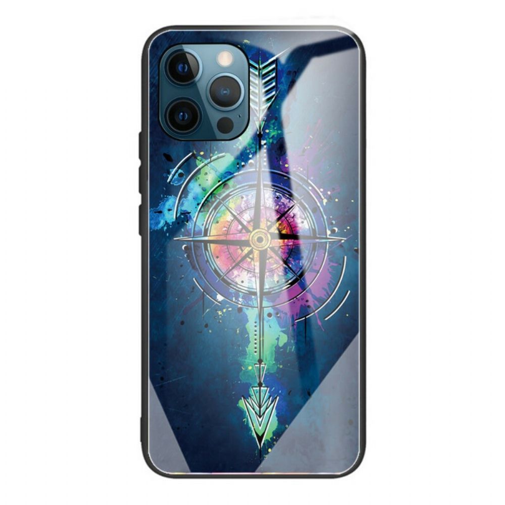 Hoesje voor iPhone 13 Pro Max Gehard Glas Kompasroos