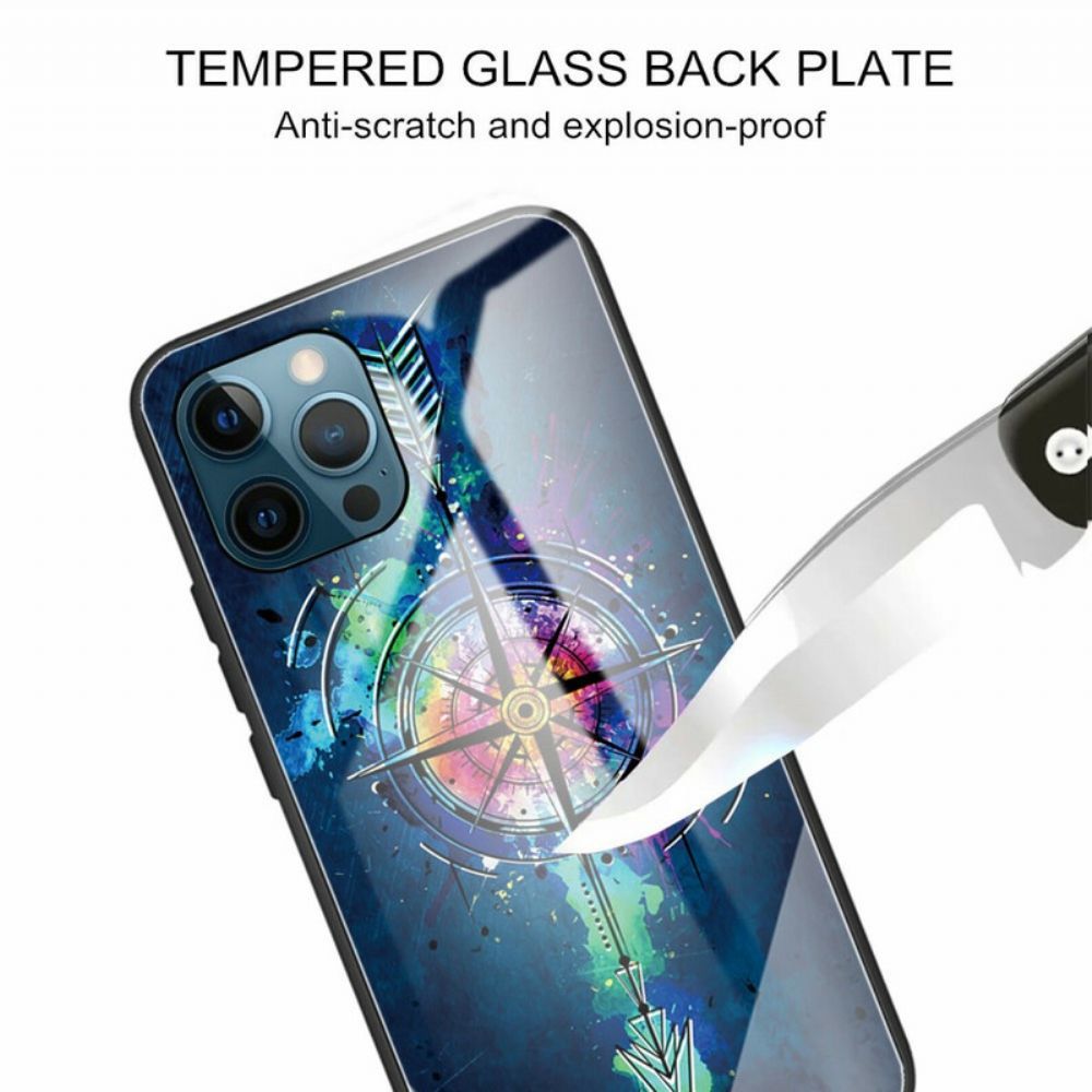 Hoesje voor iPhone 13 Pro Max Gehard Glas Kompasroos