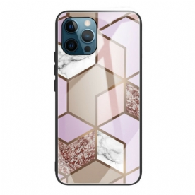 Hoesje voor iPhone 13 Pro Max Geometrie Marmer Gehard Glas