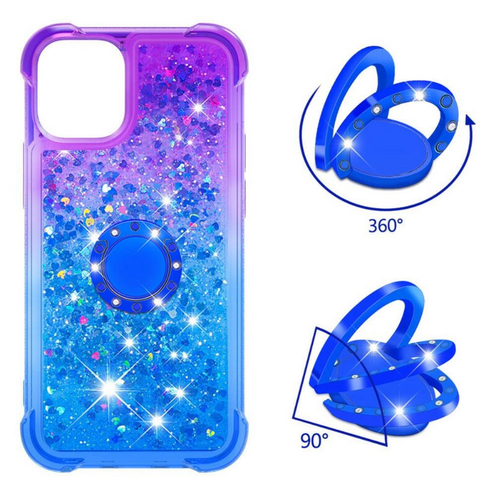 Hoesje voor iPhone 13 Pro Max Glitter Ring-ondersteuning