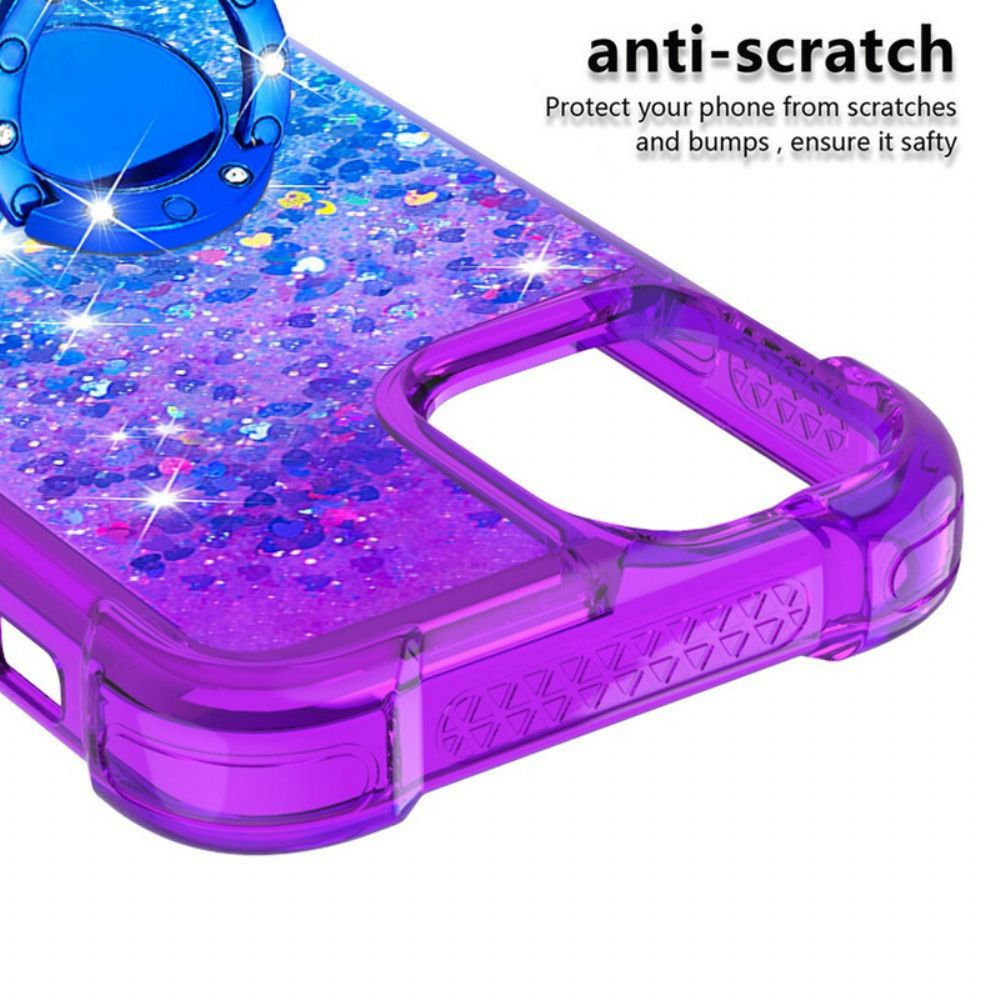 Hoesje voor iPhone 13 Pro Max Glitter Ring-ondersteuning