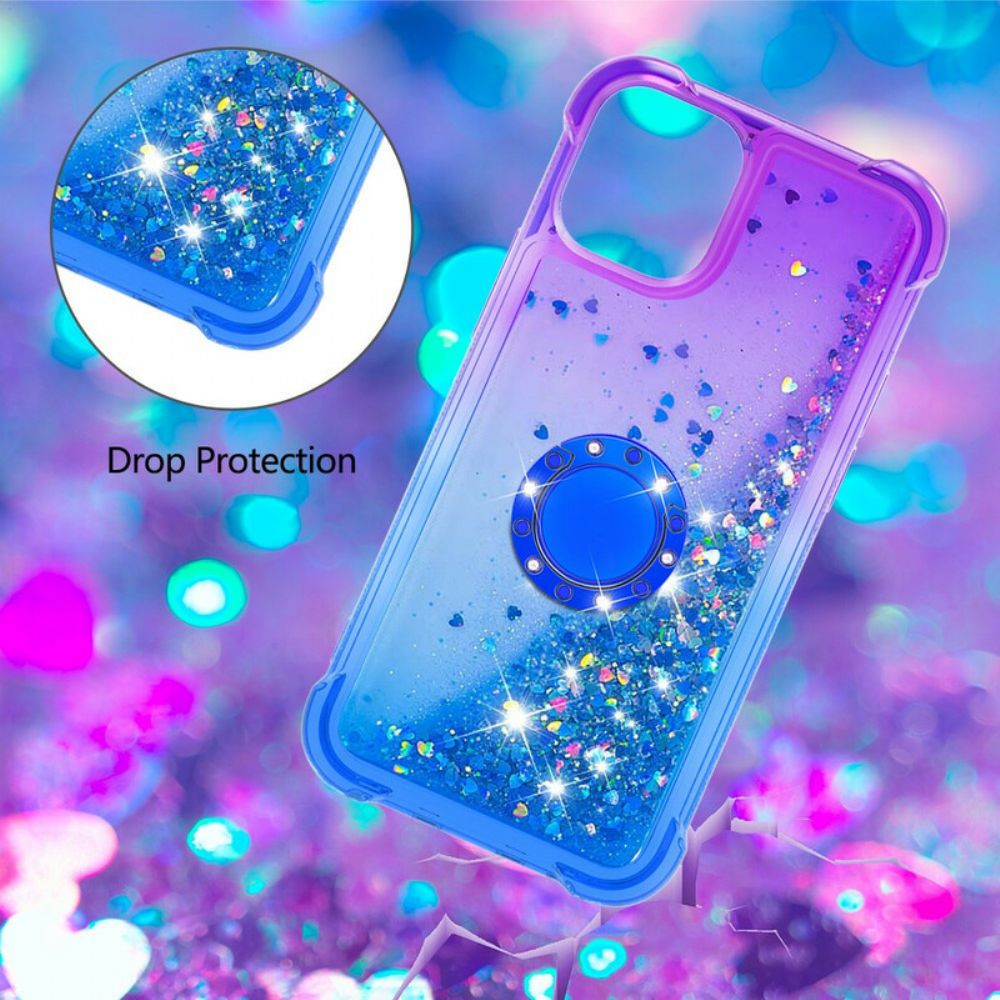 Hoesje voor iPhone 13 Pro Max Glitter Ring-ondersteuning