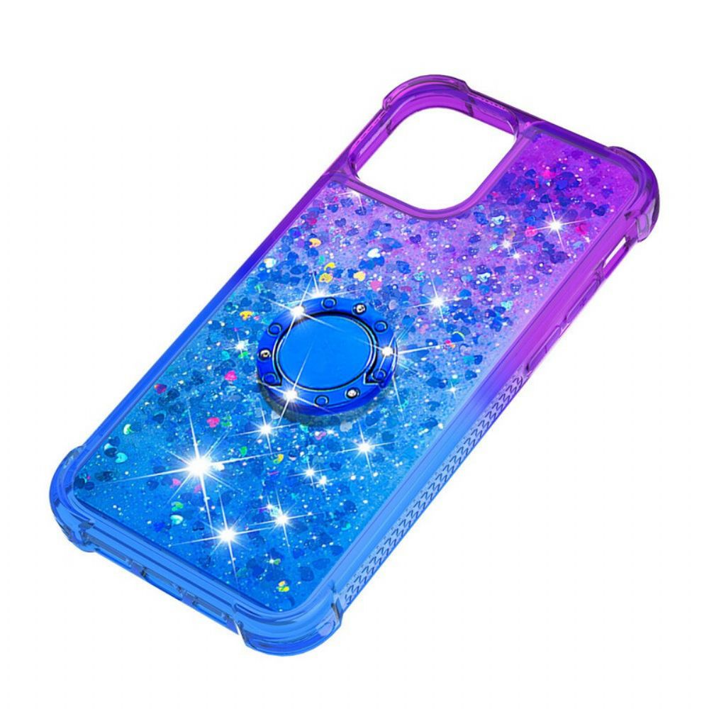 Hoesje voor iPhone 13 Pro Max Glitter Ring-ondersteuning