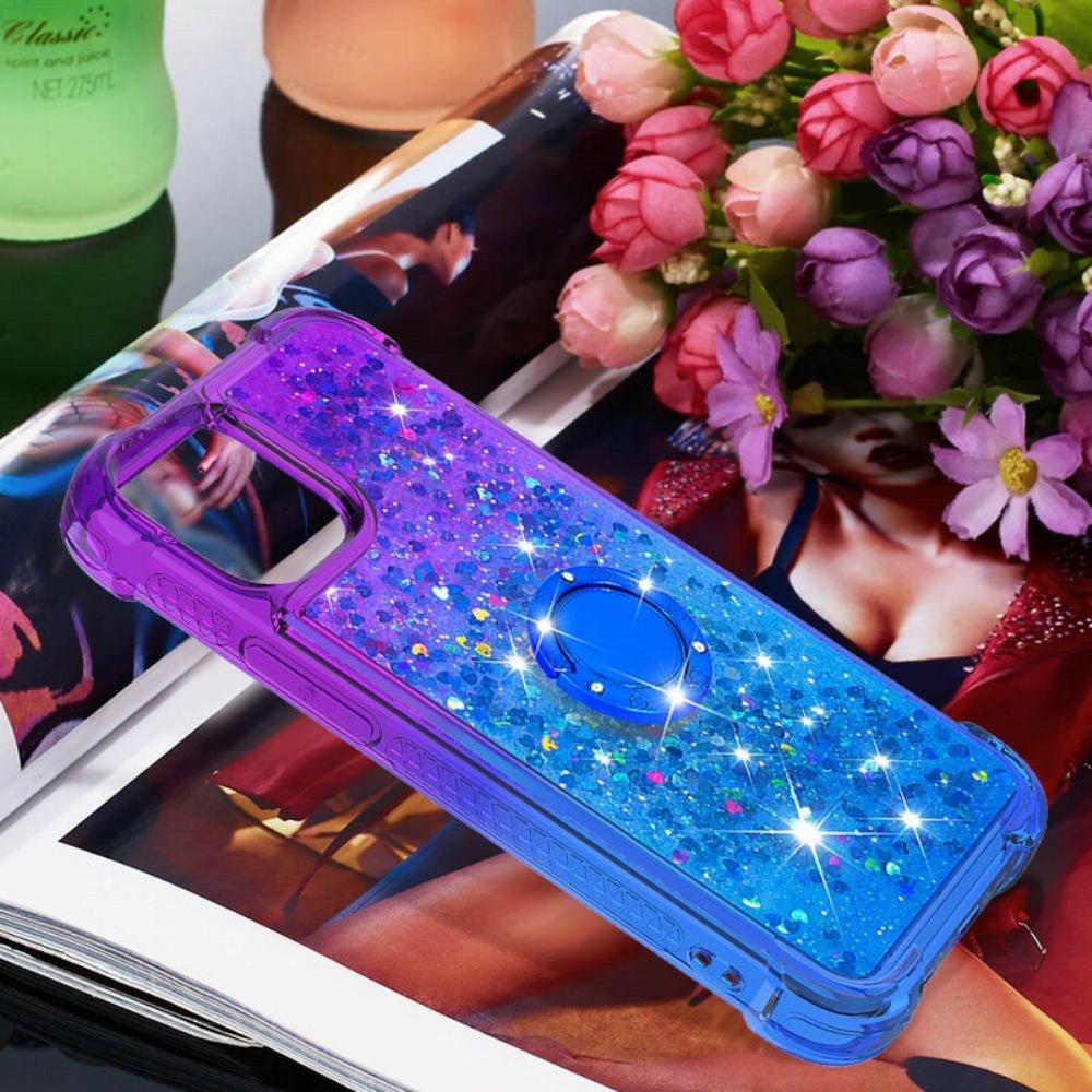 Hoesje voor iPhone 13 Pro Max Glitter Ring-ondersteuning