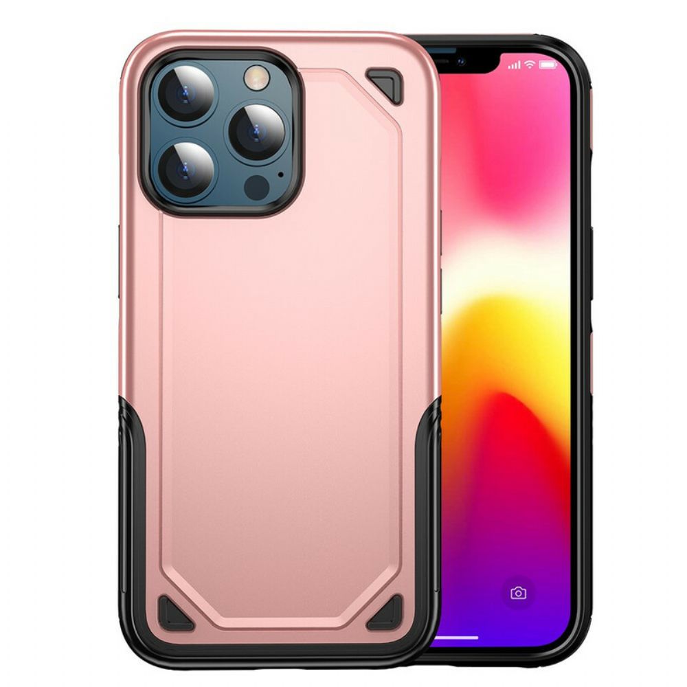 Hoesje voor iPhone 13 Pro Max Metalen Effect Pantser