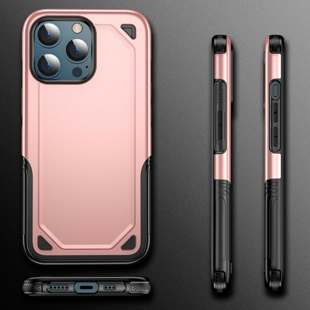 Hoesje voor iPhone 13 Pro Max Metalen Effect Pantser