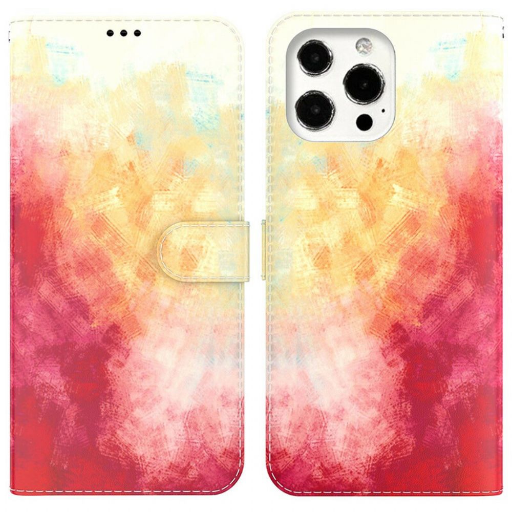 Leren Hoesje voor iPhone 13 Pro Max Aquarel