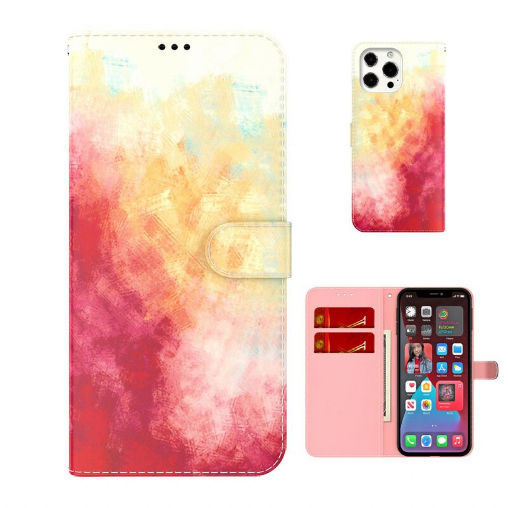 Leren Hoesje voor iPhone 13 Pro Max Aquarel