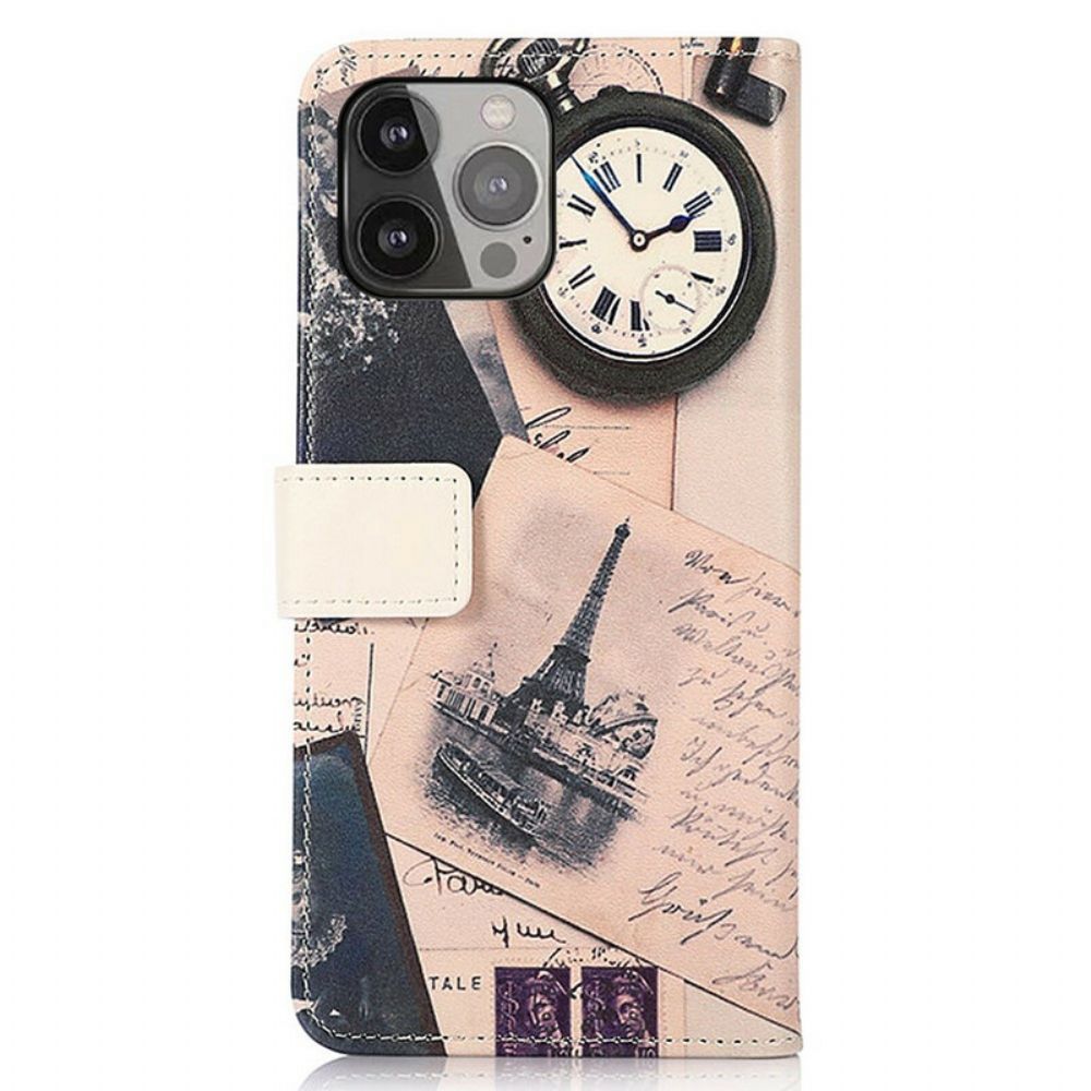 Leren Hoesje voor iPhone 13 Pro Max Eiffeltoren Van De Dichter