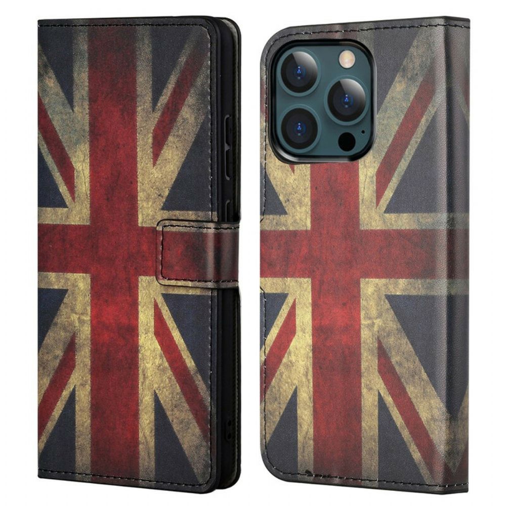 Leren Hoesje voor iPhone 13 Pro Max Engeland Vlag