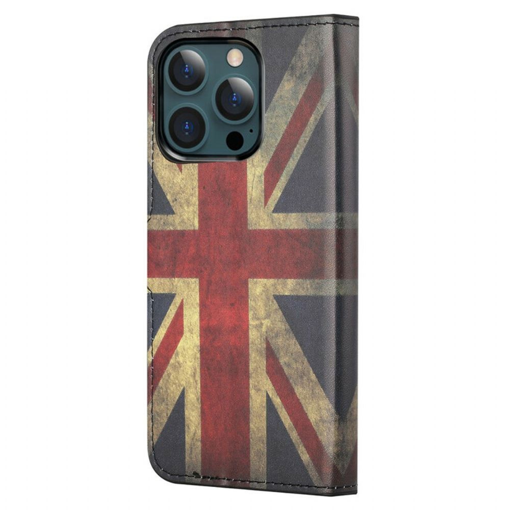 Leren Hoesje voor iPhone 13 Pro Max Engeland Vlag