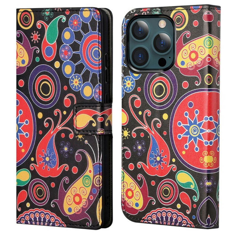 Leren Hoesje voor iPhone 13 Pro Max Galaxy-ontwerp