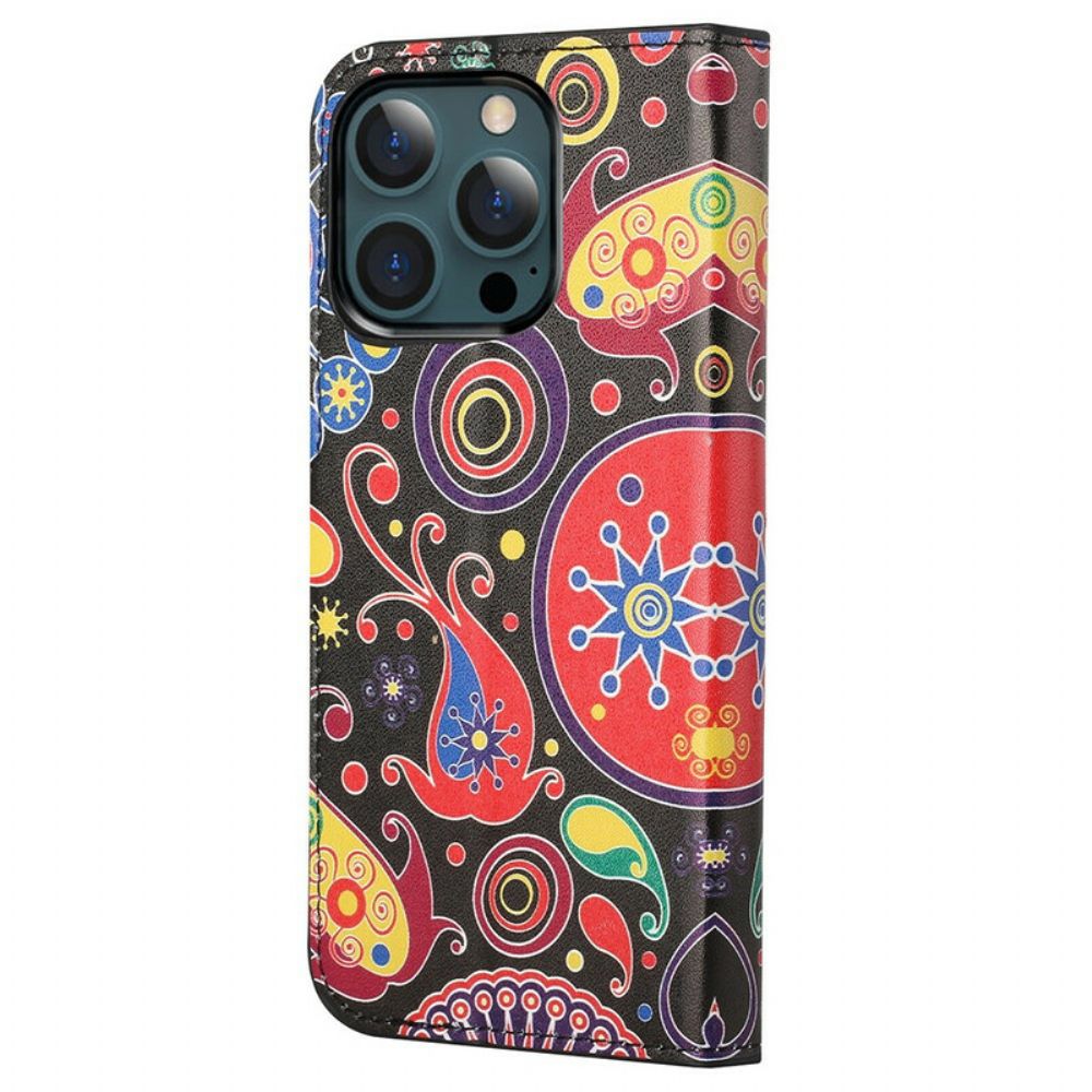 Leren Hoesje voor iPhone 13 Pro Max Galaxy-ontwerp