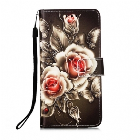 Leren Hoesje voor iPhone 13 Pro Max Gouden Rozen