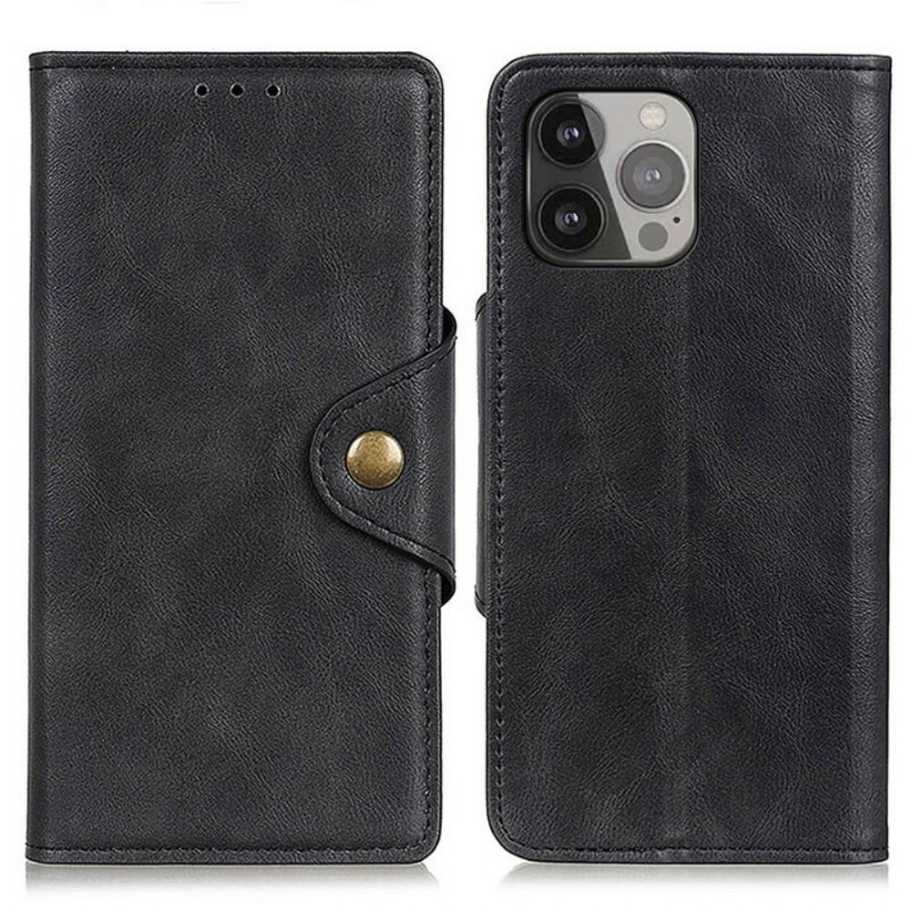 Leren Hoesje voor iPhone 13 Pro Max Knoop Van Kunstleer