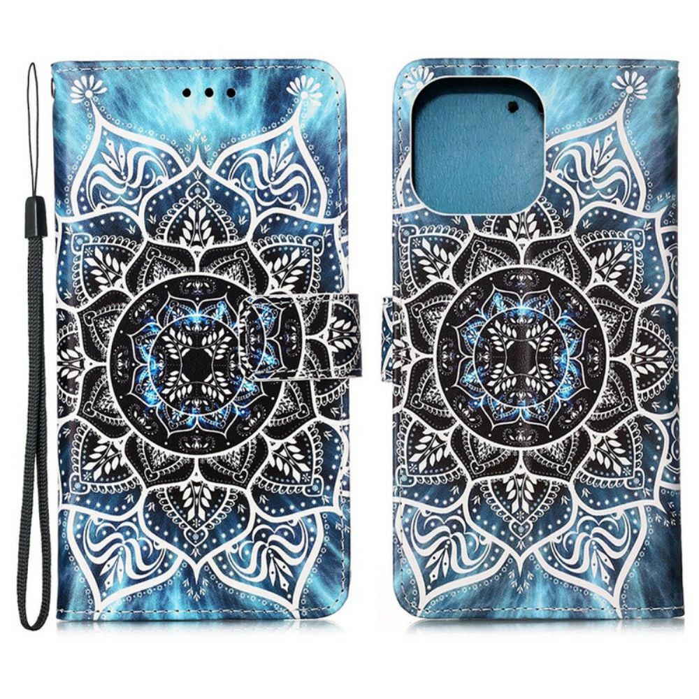 Leren Hoesje voor iPhone 13 Pro Max Mandala In De Lucht