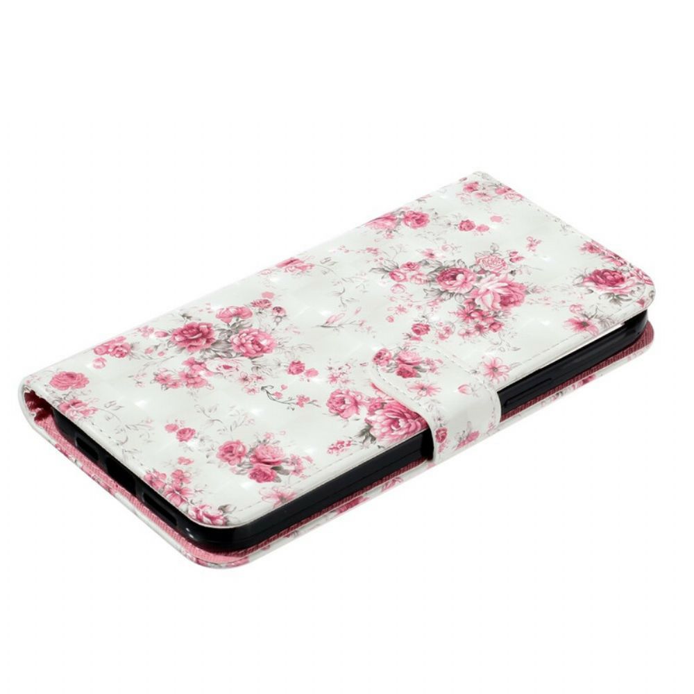 Leren Hoesje voor iPhone 13 Pro Max Met Ketting Bloemen Lichtvlekken Met Riem