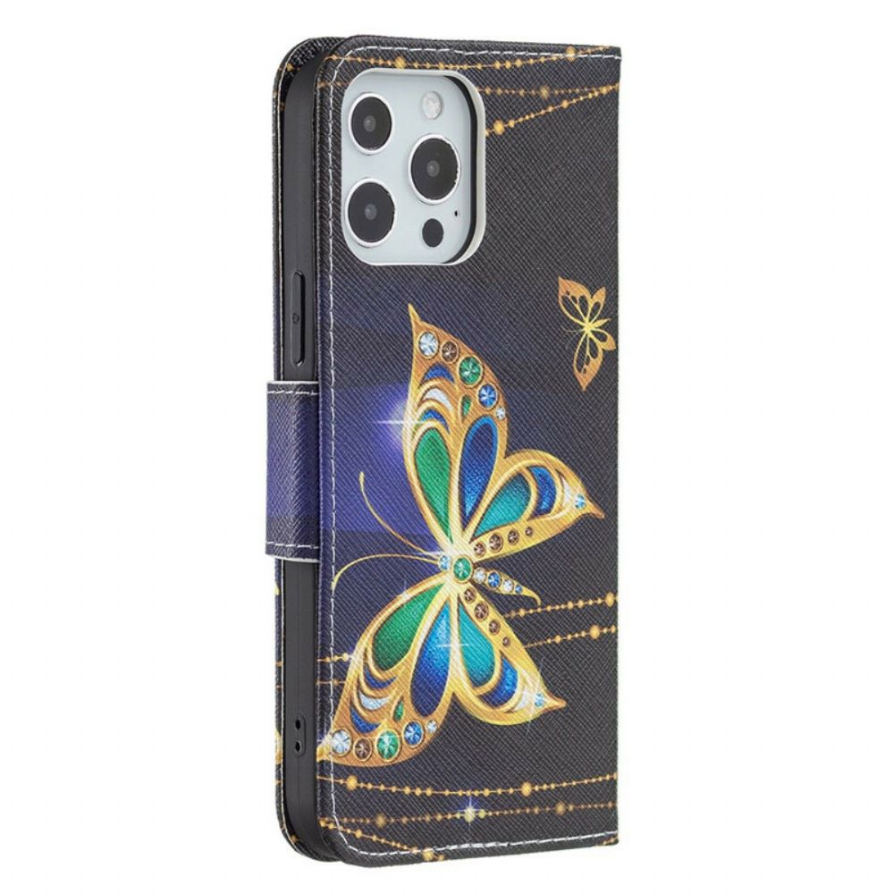 Leren Hoesje voor iPhone 13 Pro Max Ongelooflijke Vlinders