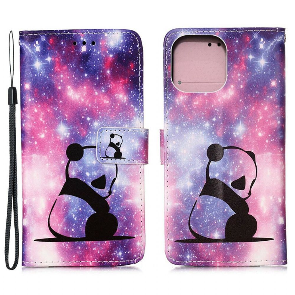 Leren Hoesje voor iPhone 13 Pro Max Panda Galaxy