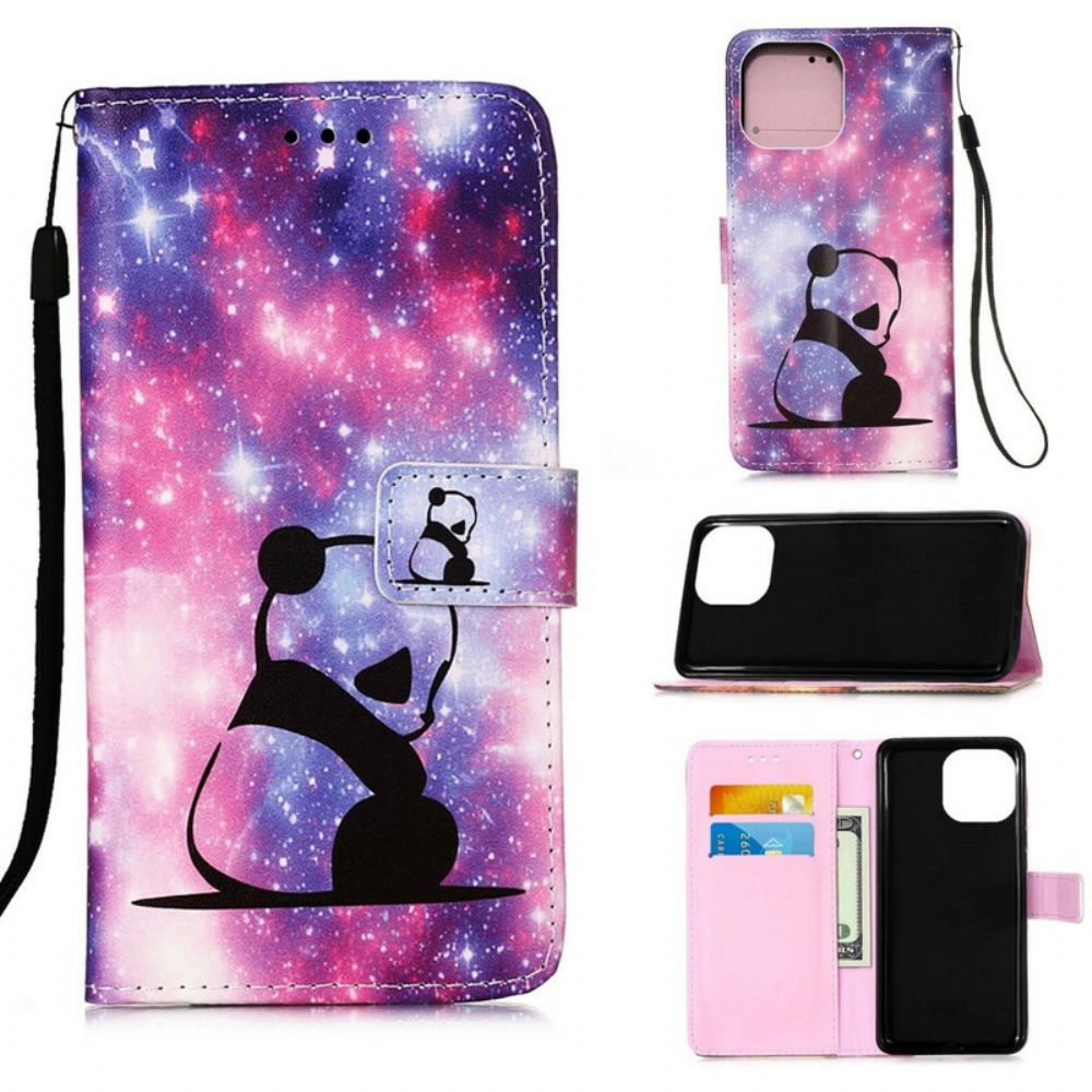 Leren Hoesje voor iPhone 13 Pro Max Panda Galaxy