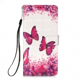 Leren Hoesje voor iPhone 13 Pro Max Rode Vlinders