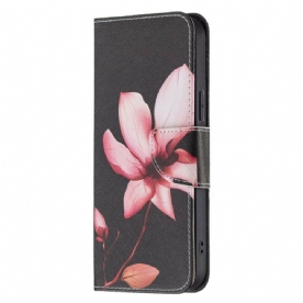 Leren Hoesje voor iPhone 13 Pro Max Roze Bloem