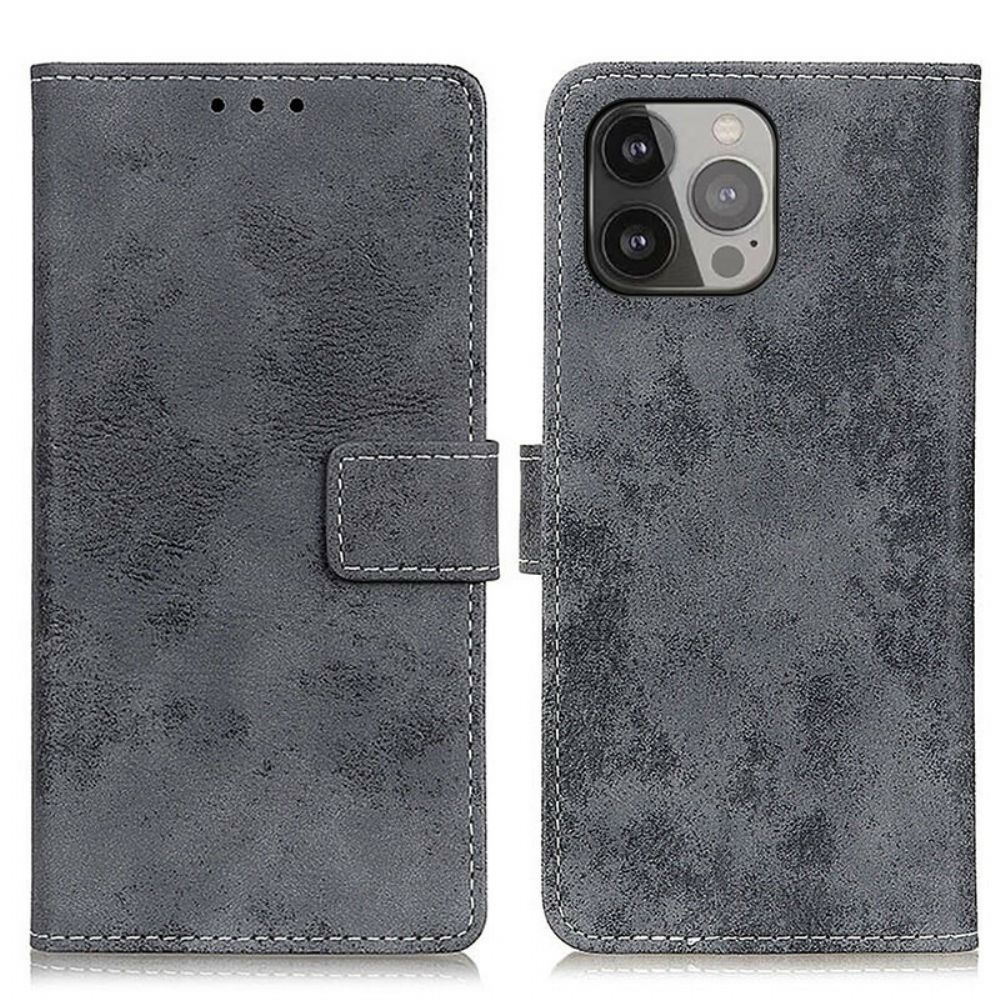 Leren Hoesje voor iPhone 13 Pro Max Vintage Leereffect