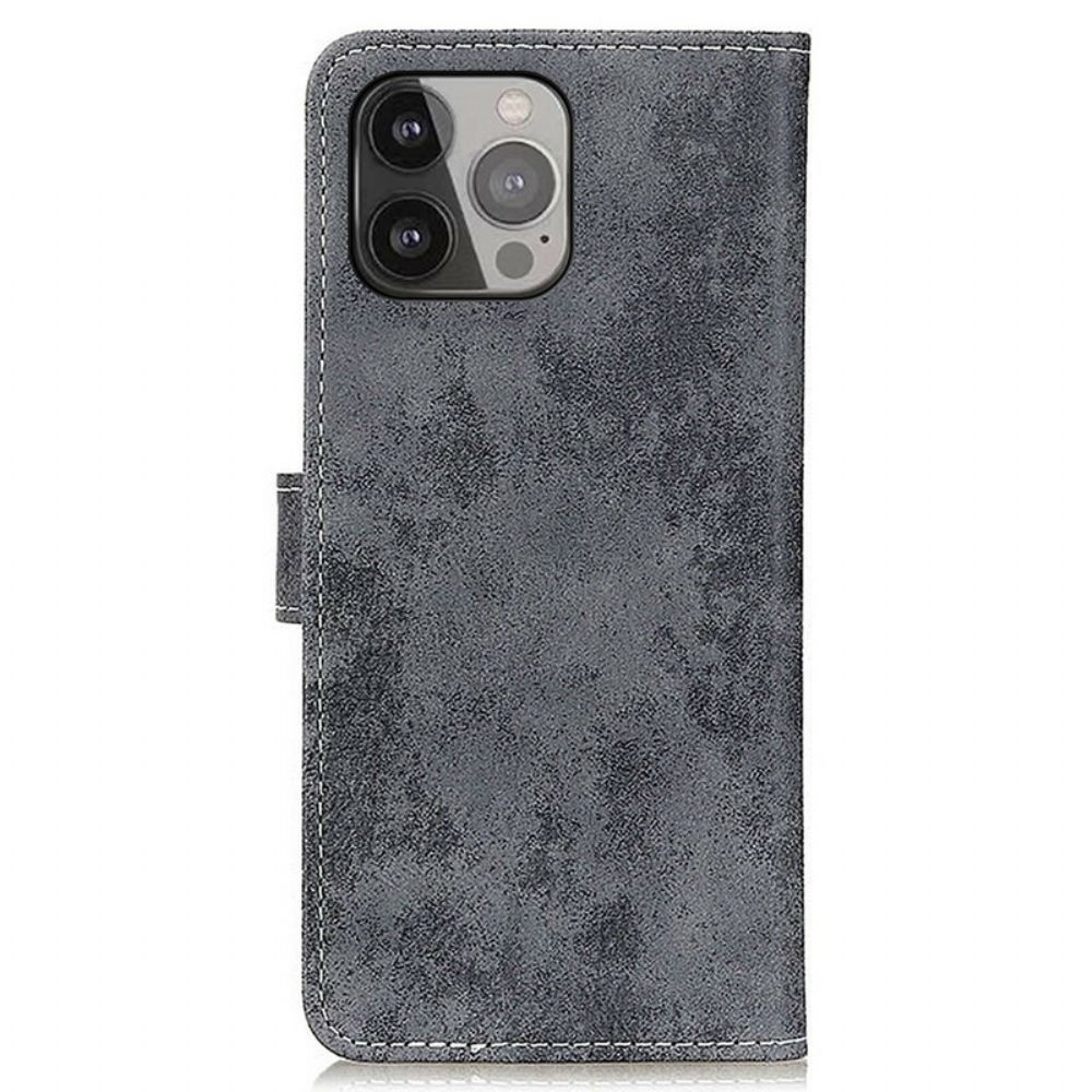 Leren Hoesje voor iPhone 13 Pro Max Vintage Leereffect