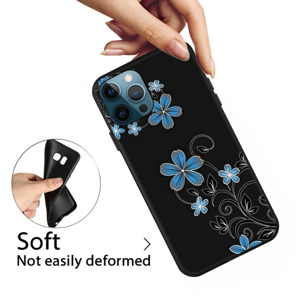 Telefoonhoesje voor iPhone 13 Pro Max Blauwe Bloemen