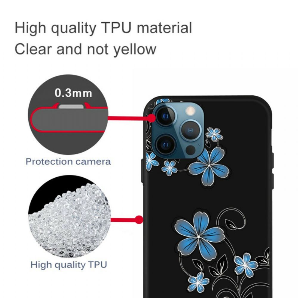 Telefoonhoesje voor iPhone 13 Pro Max Blauwe Bloemen