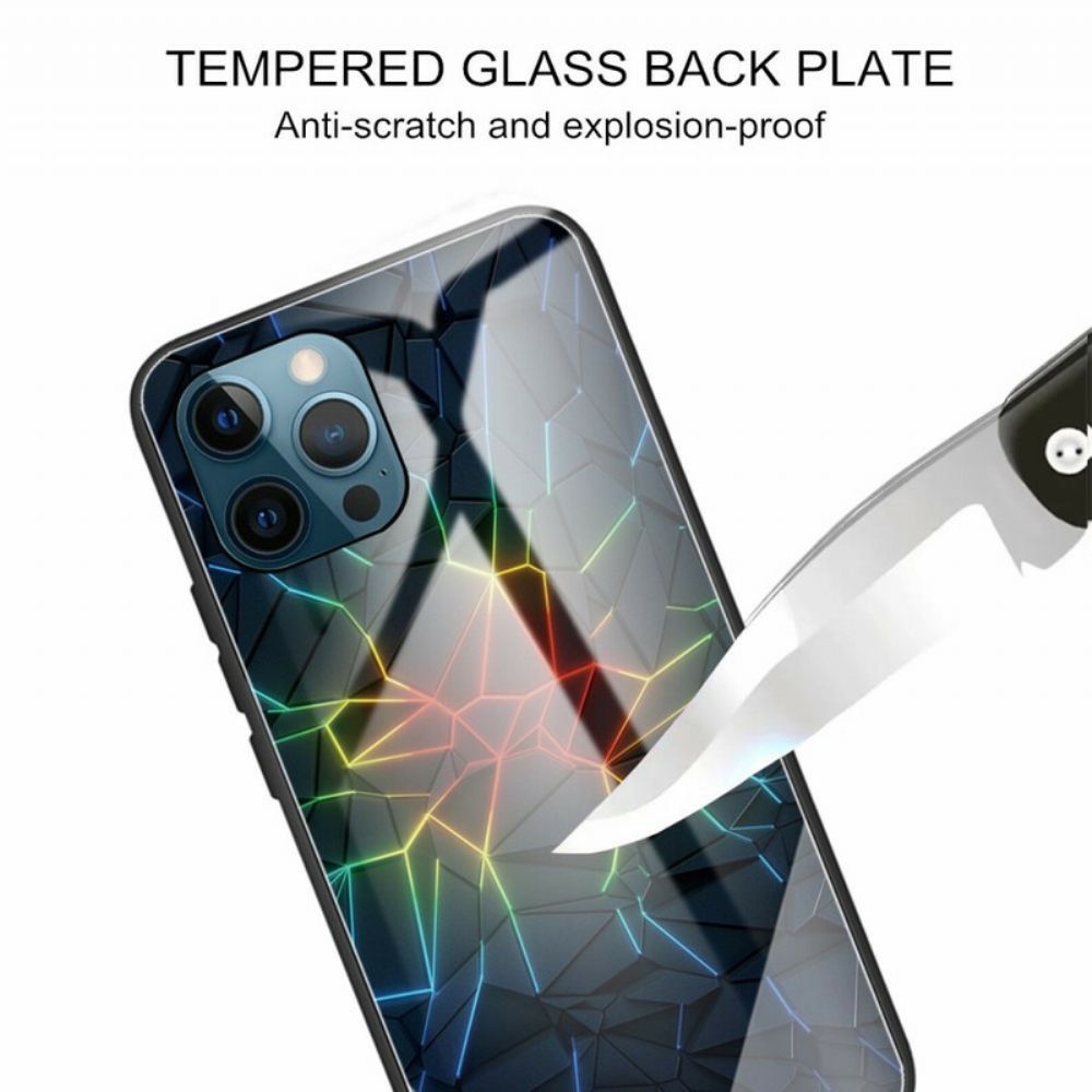 Telefoonhoesje voor iPhone 13 Pro Max Geometrie Van Gehard Glas