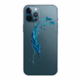 Telefoonhoesje voor iPhone 13 Pro Max Mooie Blauwe Veer