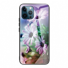 Telefoonhoesje voor iPhone 13 Pro Max Realistische Bloemen Van Gehard Glas