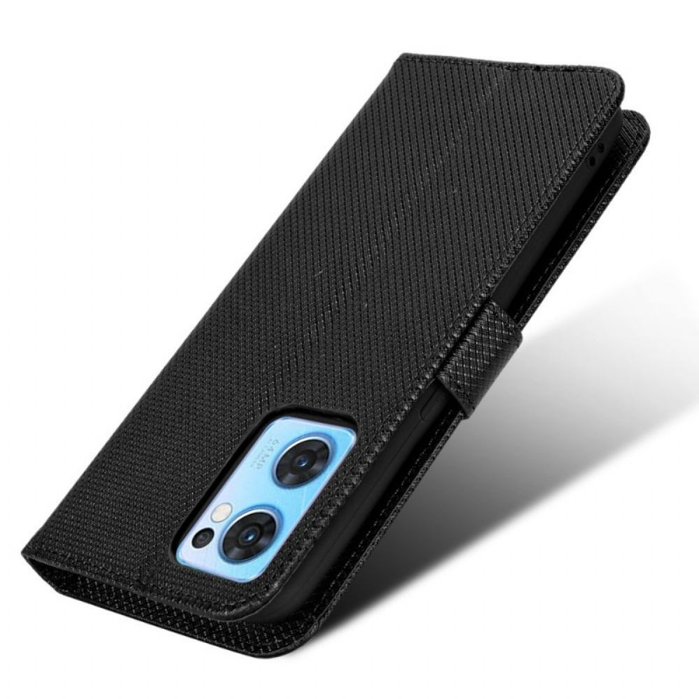 Flip Case voor Oppo Find X5 Lite Met Ketting Gestileerde Kunstleren Band