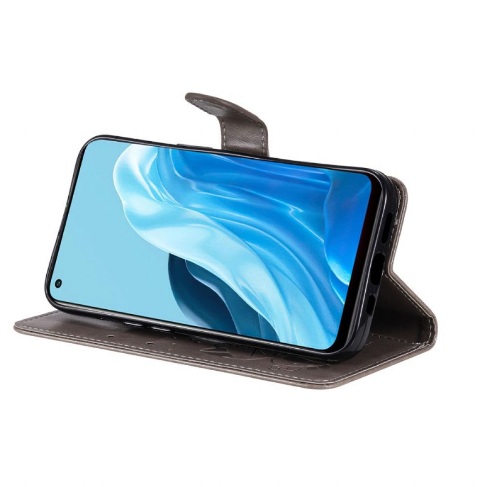 Flip Case voor Oppo Find X5 Lite Met Ketting Thong Katten En Bijen