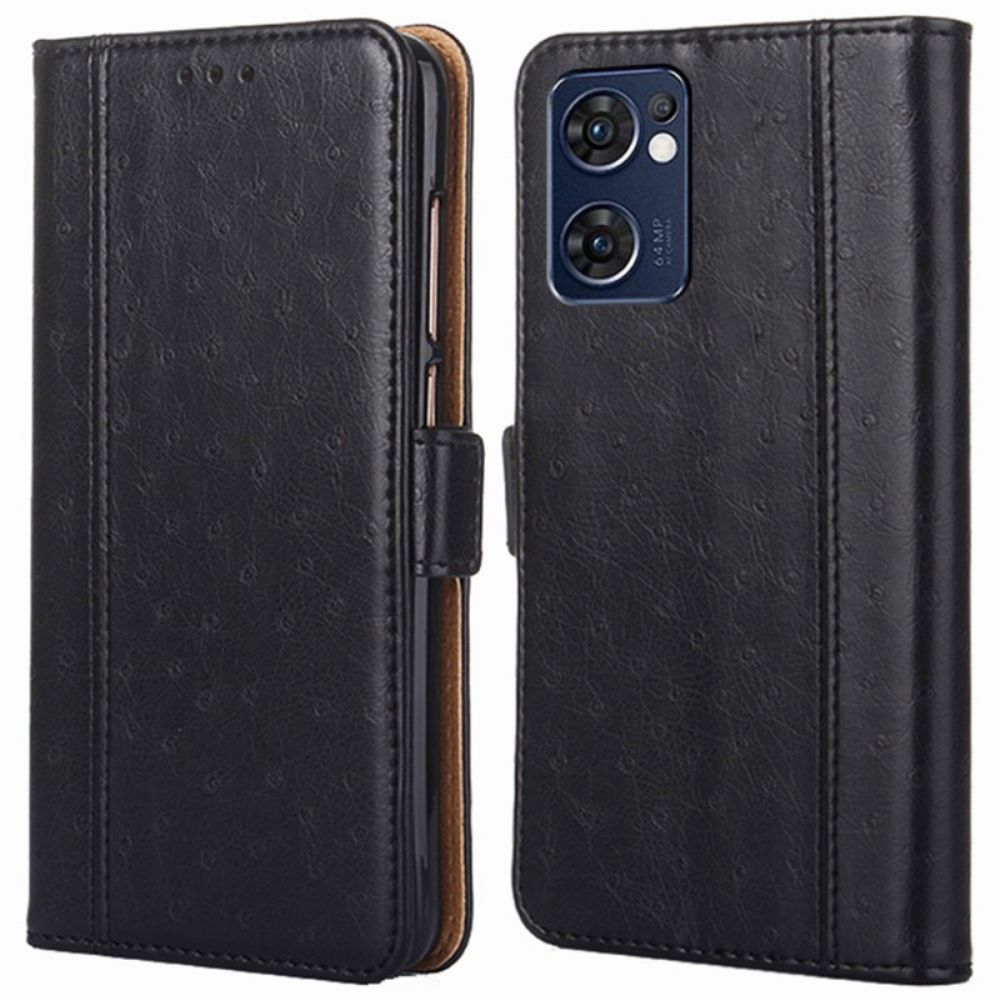 Flip Case voor Oppo Find X5 Lite Struisvogel Huidtextuur