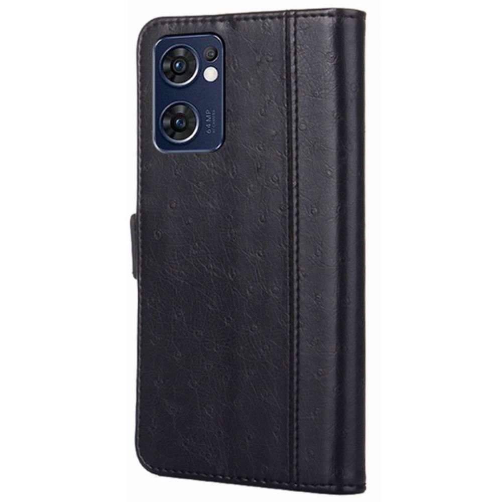 Flip Case voor Oppo Find X5 Lite Struisvogel Huidtextuur