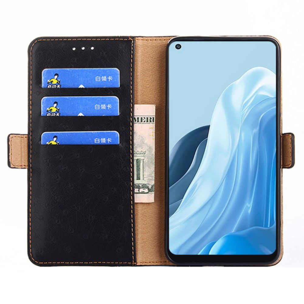 Flip Case voor Oppo Find X5 Lite Struisvogel Huidtextuur