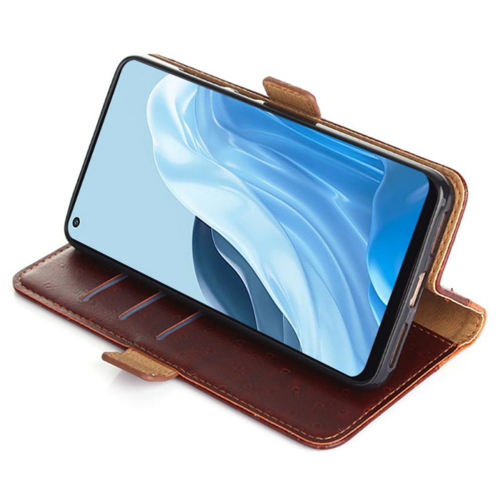 Flip Case voor Oppo Find X5 Lite Struisvogel Huidtextuur