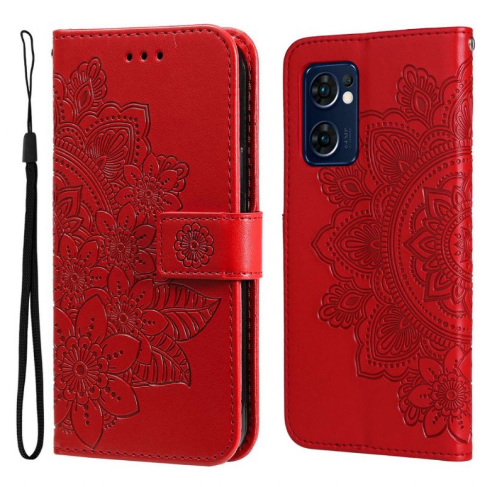 Leren Hoesje voor Oppo Find X5 Lite Mandala Met Koord