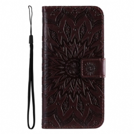 Leren Hoesje voor Oppo Find X5 Lite Met Ketting Zonneband Mandala