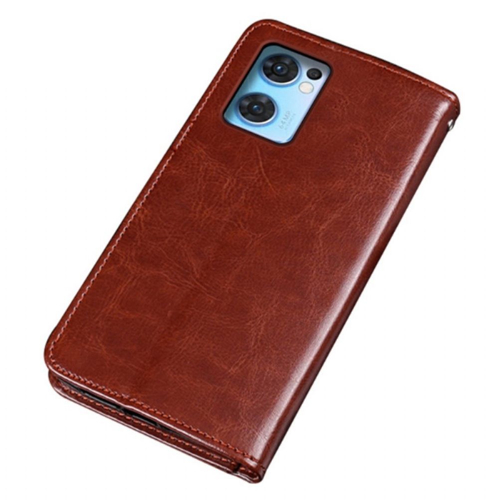 Leren Hoesje voor Oppo Find X5 Lite Vintage Imitatieleer Idewei