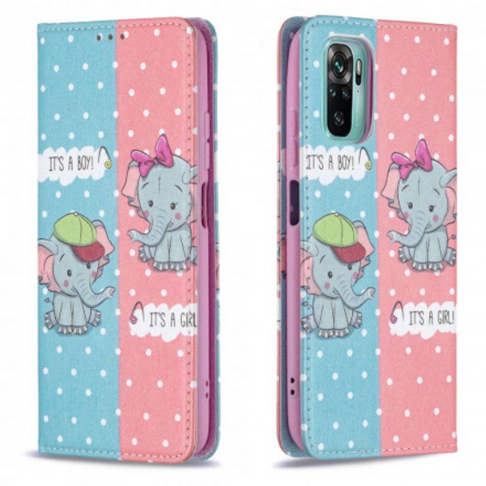 Bescherming Hoesje voor Xiaomi Redmi Note 10 / 10S Folio-hoesje Babyolifanten