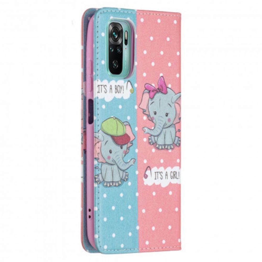 Bescherming Hoesje voor Xiaomi Redmi Note 10 / 10S Folio-hoesje Babyolifanten