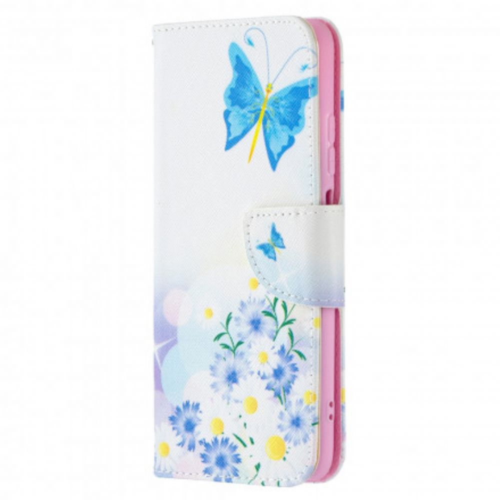 Flip Case voor Xiaomi Redmi Note 10 / 10S Geschilderde Vlinders En Bloemen