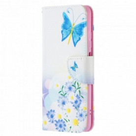 Flip Case voor Xiaomi Redmi Note 10 / 10S Geschilderde Vlinders En Bloemen