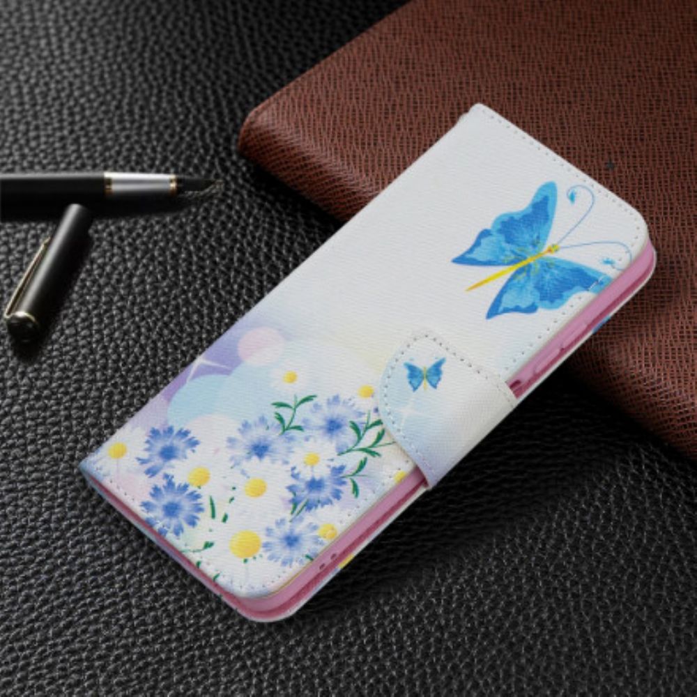 Flip Case voor Xiaomi Redmi Note 10 / 10S Geschilderde Vlinders En Bloemen