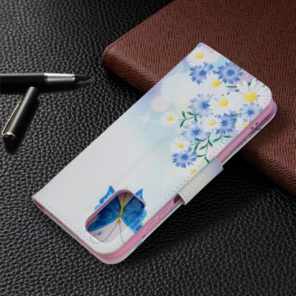 Flip Case voor Xiaomi Redmi Note 10 / 10S Geschilderde Vlinders En Bloemen