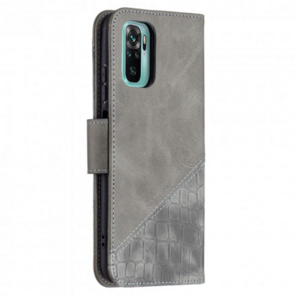 Flip Case voor Xiaomi Redmi Note 10 / 10S Klassiek Krokodillenleereffect